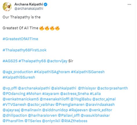 'The Greatest of All Time': Thalapathy Vijay's 68th film title, first ...