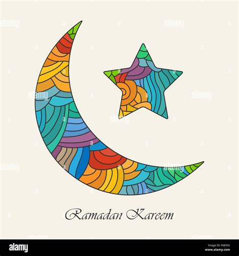Crescent moon and star for holy month of muslim community Ramadan ...