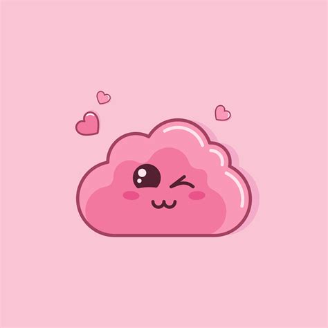 linda ilustración vectorial con nube rosa de dibujos animados y ...