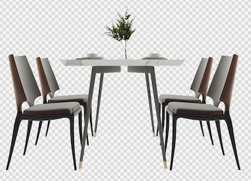 Premium PSD | Luxury black dining table set on transparent background ...