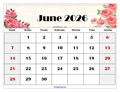 2026 June Calendar With Holidays - Free Printable Templates