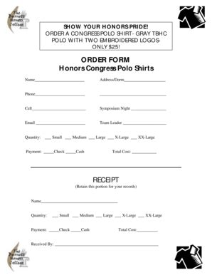 Fillable Online congress ucf Polo Shirt Order Form - Honors Congress ...