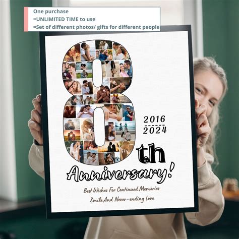 Custom 8th Anniversary Picture Collage Template Personalized Eighth ...