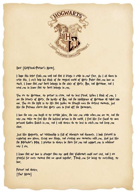 Editable Harry Potter Acceptance Letter