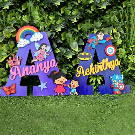 Buy 10 inch | Hand Painted Sibling Special Monogram Personalised Kids ...