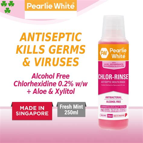 Pearlie White Chlor-Rinse Antiseptic Mouth Rinse / Mouth Wash 250ml | Shopee Singapore