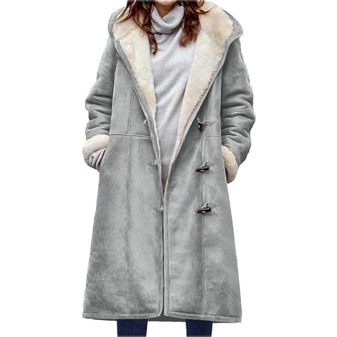 Women Plus Size Coats with Hood Women Winter Warm Composite Plush ...