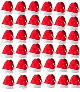 Buy VIBGYOR PRODUCTS Royal Red Christmas Santa Claus Caps - Set of 36 ...