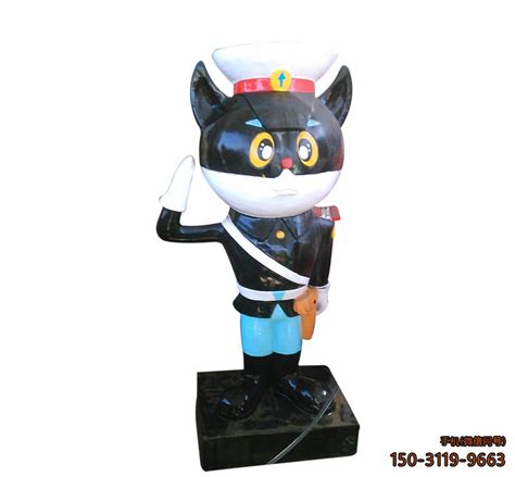 玻璃钢黑猫警长_幼儿园卡通人物塑像雕塑_厂家图片价格-玉海雕塑