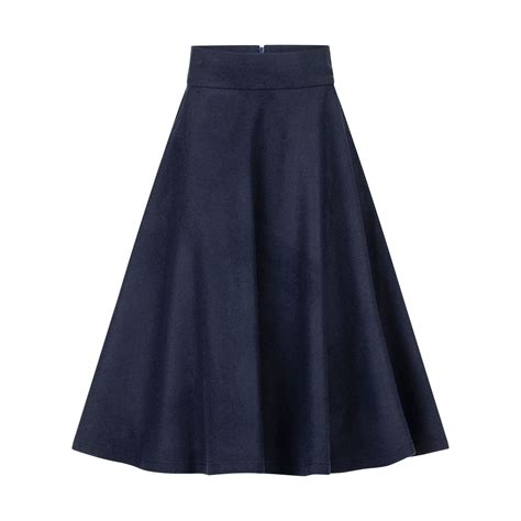 Dark Blue Flared Wool Skirt With High Waist & Pockets in 2024 | Skirts ...