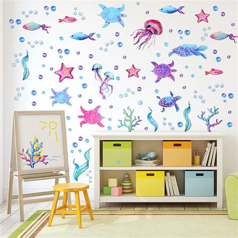 Outus 4 Sheets Ocean Wall Decals Under The Sea Wall India | Ubuy