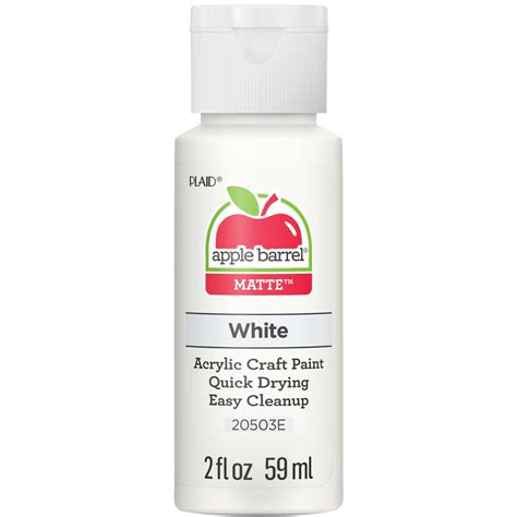Apple Barrel Acrylic Craft Paint, Matte Finish, White, 2 fl oz ...