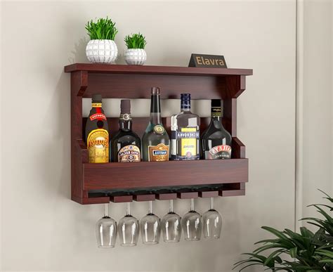 Elavra Solid Sheesham Wood Jaddy Wall Hanging Mounted Wine Rack Wooden ...