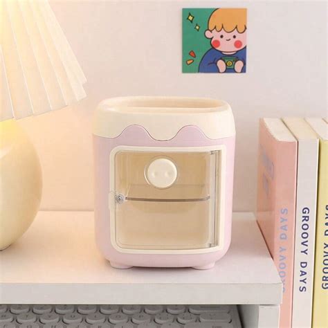 Cartoon Cute Multi-Grid Pig Pen Holder Student Office Stationery Pig ...