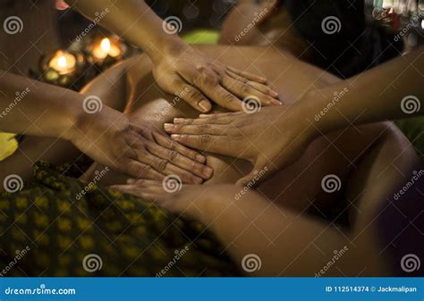 Traditional Asian Thai Four Hand Massage in Tropical Spa Editorial ...