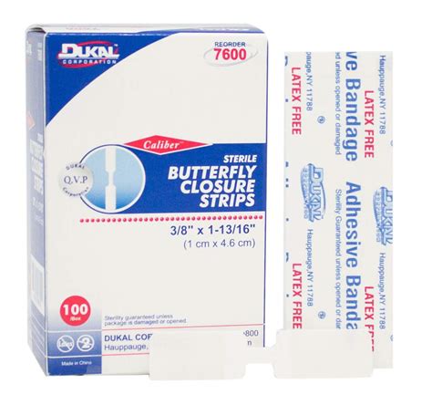 Buy Dukal Butterfly Closure Strips. Pack of 100 Adhesive Wound Closure ...