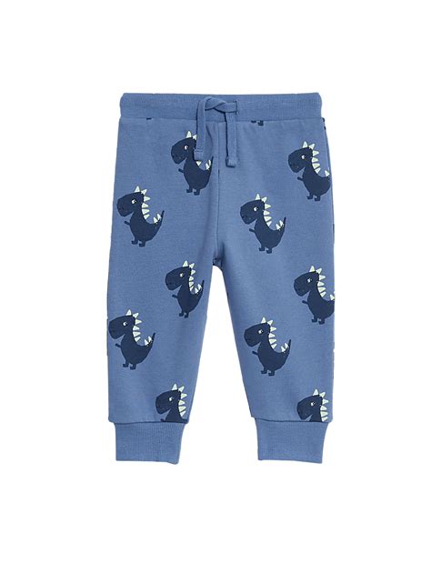 Buy Cotton Rich Dinosaur Joggers (0-3 Yrs) at Marks & Spencer