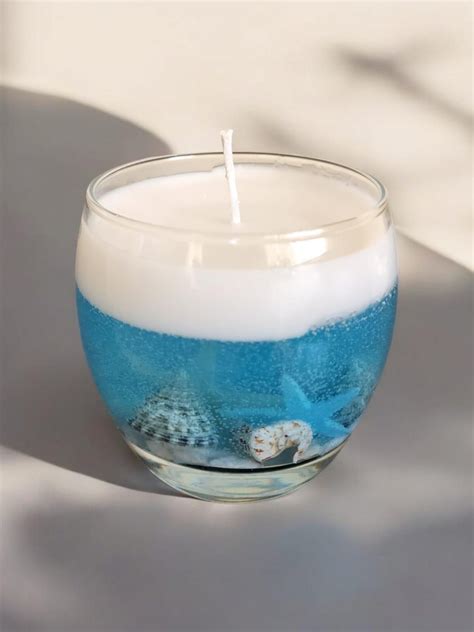 Seaside Serenity: Hand-Poured Gel & Soy Candle with Ocean Fragrance in ...