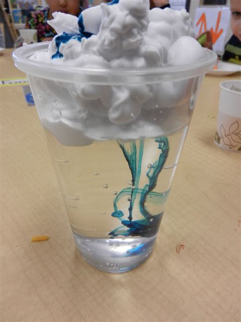 Weather: Fill the cup with water. Put shaving cream on top for a cloud. Explain that when clouds ...