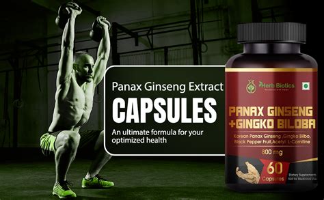 Herb Biotics 6 in1 Premium Panax Ginseng Extract Capsules -Equivalents ...