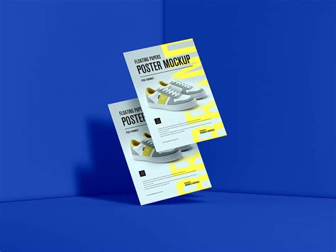 Floating Paper Flyers Mockup | Free PSD Templates