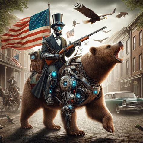 Cyborg Abe Lincoln Mounted on a Bear : r/aiArt