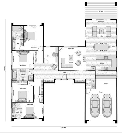 Pavilion House Plans NZ | H-Shaped House Design | The Dunstan | Bedroom ...