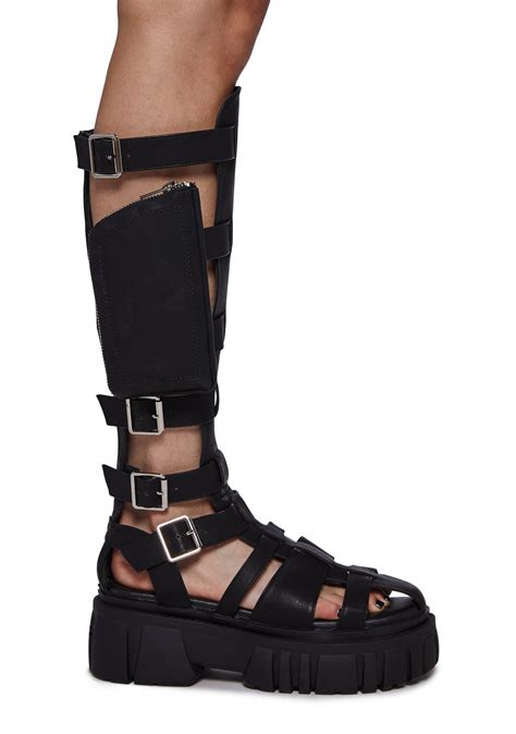 Club Exx Matte Platform Gladiator Sandals - Black – Dolls Kill