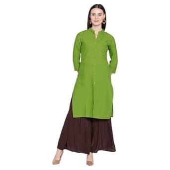 Buy Vastraa Fusion Women's Cotton Solid Kurti (TS0203_Pistaa Green_3XL ...