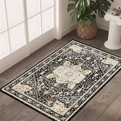 Amazon.com: MUJOO Black Small Rug Washable,Boho Area Rugs for Bathroom ...