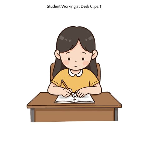 Student Reading At Desk Clipart