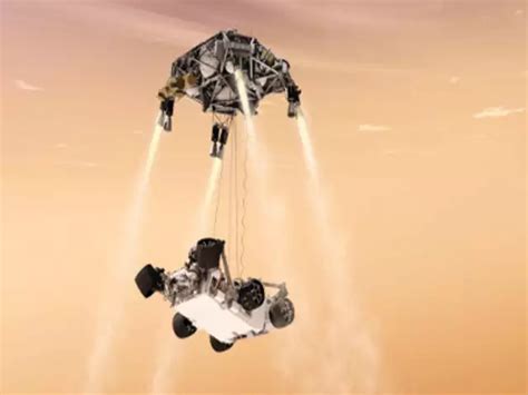 An artist's concept of the Curiosity rover safely tucked inside the ...