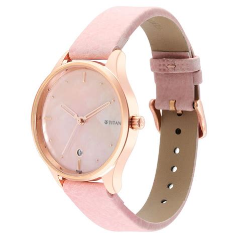 Buy Online Titan Pastel Dreams Pink Mother of Pearl Dial Analog Leather ...