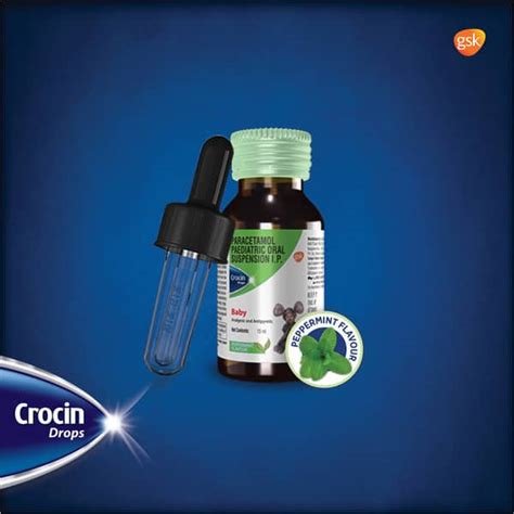 Crocin Baby Oral Drops | Peppermint Flavour: Uses, Side Effects, Price ...