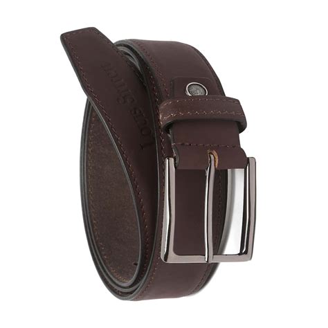 Buy LOUIS STITCH Men's Rust Brown Italian Nubuck Leather Belt Matt ...