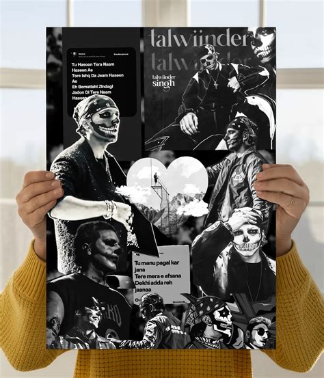 Talwiinder Black & White Lyric Collage Poster | Everanta