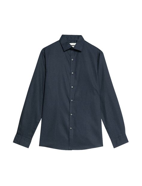 Buy Slim Fit Non Iron Pure Cotton Ditsy Print Shirt at Marks & Spencer