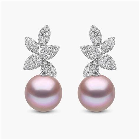 Glitz Pink Freshwater Pearl & Diamond Motif Earrings | Yoko London