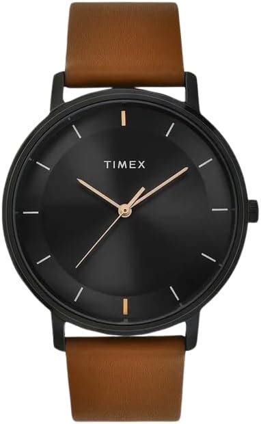 TIMEX Analog Watch for Man with Blue Round Dial & Tan Leather Strap ...