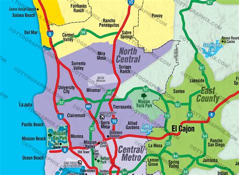 San Diego County Map - COASTAL (no Zip Codes) - Otto Maps