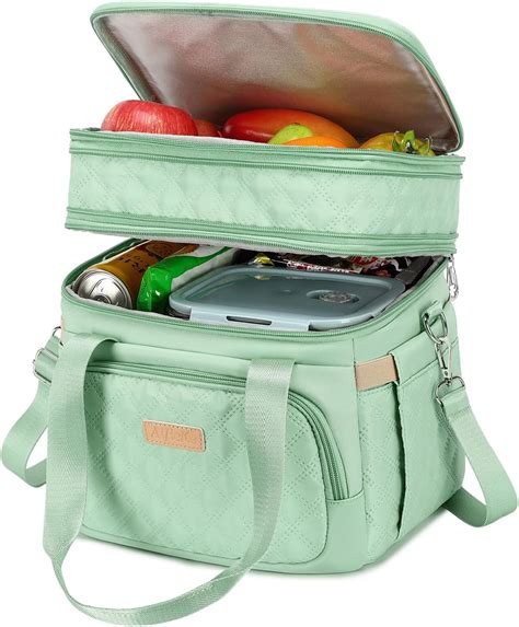 Amazon.com: AIJIEKE Lunch Box Insulated Lunch Bag, Large Leakproof Double Deck Lunch Tote for ...