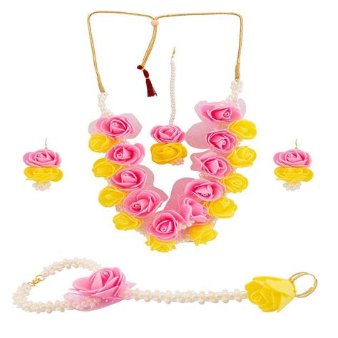 Mahi Floral Necklace Set With Beads – JewelEMarket