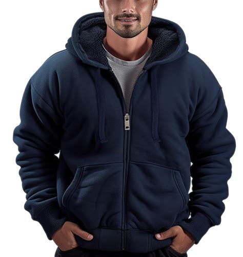 Butygity Sherpa Lined Hoodies for Men Heavyweight Full Zip Up ...
