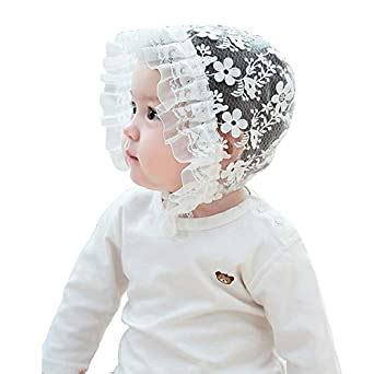 Buy inSowni Baptism Christening Hat Bonnet Cap Lace Flower for Newborn ...