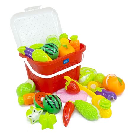 Buy KINGWELL Realistic Sliceable Cutting Fruits and Vegetables Play ...
