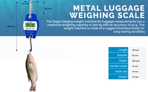 Eagle Luggage Weighing Scale, 300 kg Capacity, Accuracy 50 g, Digital ...