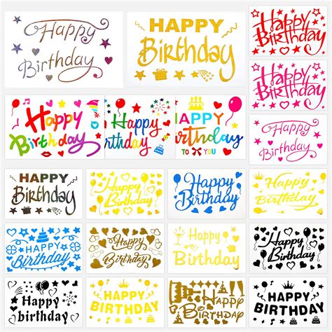 Buy 20 Pieces Mixed Color Happy Birthday Stickers Celebration Birthday ...