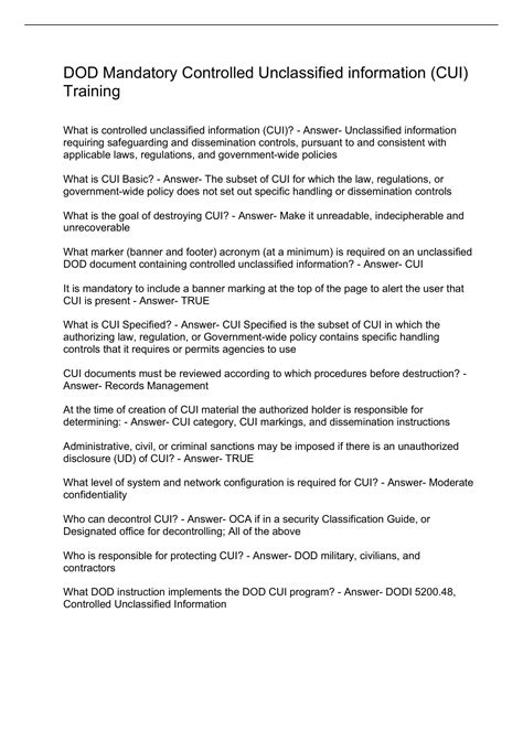 DOD Mandatory Controlled Unclassified information (CUI) Training - DOD ...