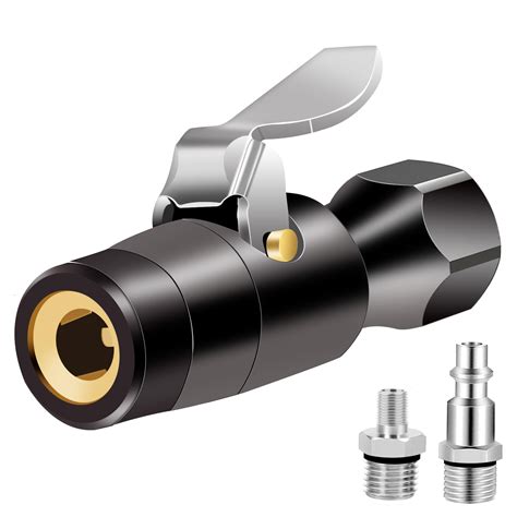 GODESON Air Chuck, Brass Locking Air Chuck with Two Steel Jaws Lock onto Any Schrader Valve, 1/4 ...