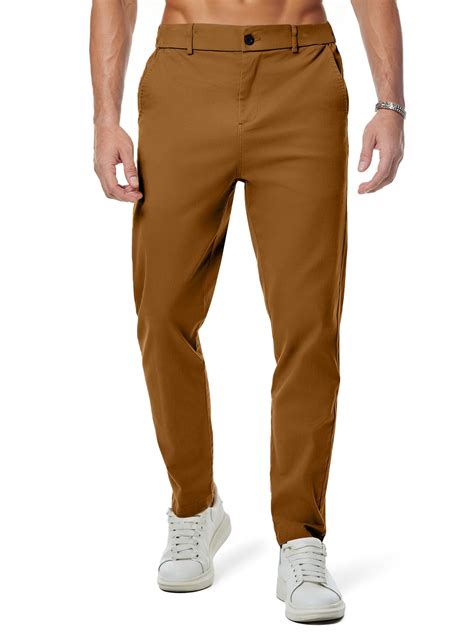 JMIERR Men's Stretch Chino Pants Business Casual Elastic Waist Travel ...